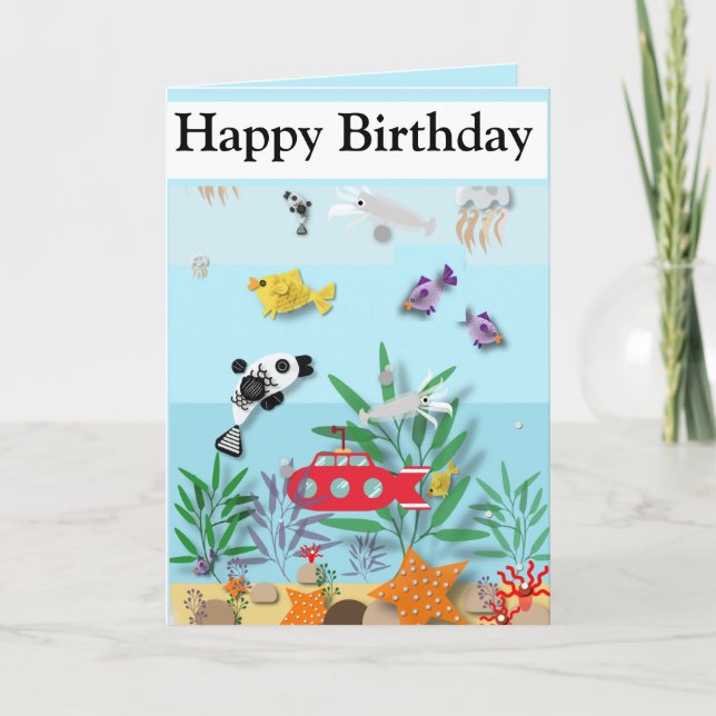 Colourful Underwater Scene Editable  Card (Front)