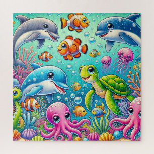 Colourful Underwater Scene Featuring Playful Sea Jigsaw Puzzle