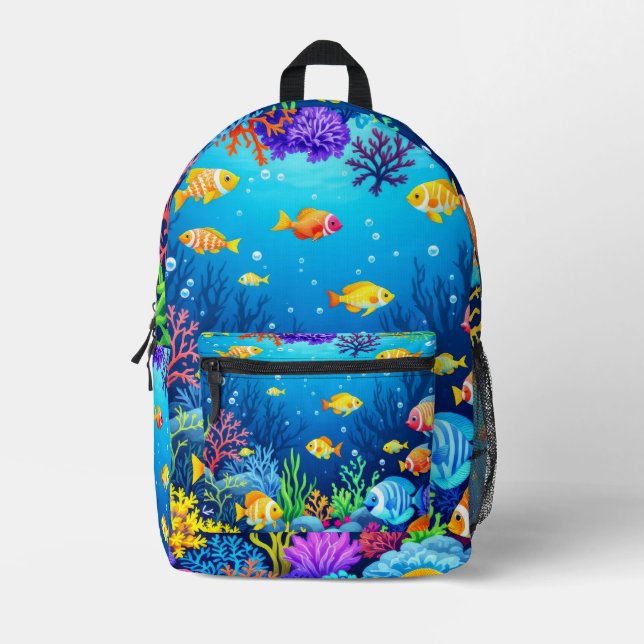 Colourful Underwater Scene Printed Backpack (Front)