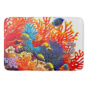 Colourful Underwater Sea Life Design Bath Mat