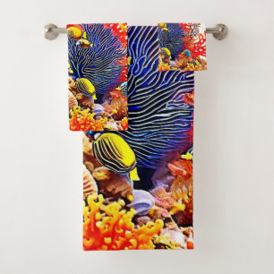 Colourful Underwater Sea Life Design  Bath Towel Set