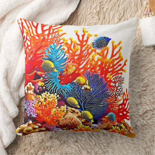 Colourful Underwater Sea Life Design  Throw Pillow