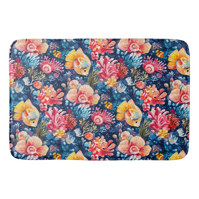 Colourful Underwater Sea Life Ocean  Bath Mat (Front)