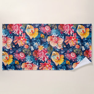 Colourful Underwater Sea Life Ocean Beach Towel