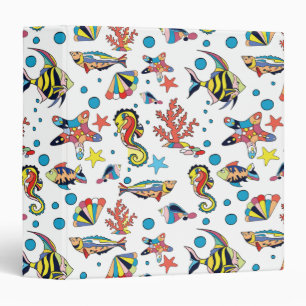 Colourful Underwater Sea Life Pattern Binder