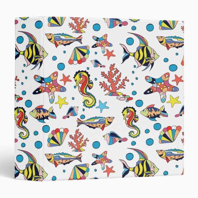 Colourful Underwater Sea Life Pattern Binder (Front/Spine)