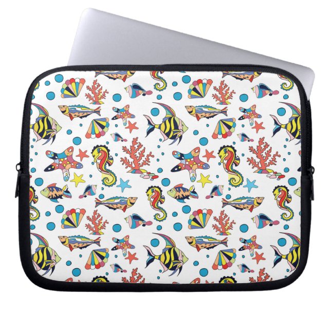 Colourful Underwater Sea Life Pattern Laptop Sleeve (Front)