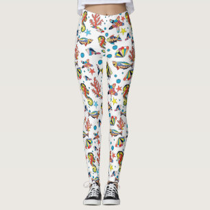 Colourful Underwater Sea Life Pattern Leggings