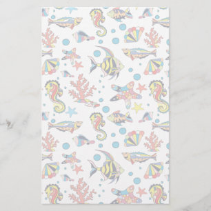 Colourful Underwater Sea Life Pattern Stationery