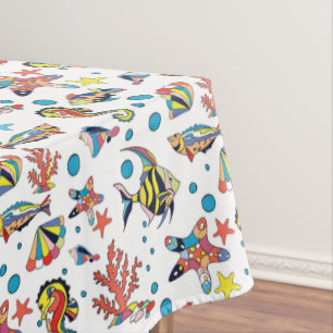 Colourful Underwater Sea Life Pattern Tablecloth