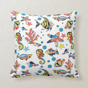 Colourful Underwater Sea Life Pattern Throw Pillow