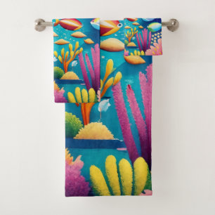 Colourful Underwater Under the Rainbow Bath Towel Set