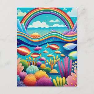 Colourful Underwater Under the Rainbow Postcard
