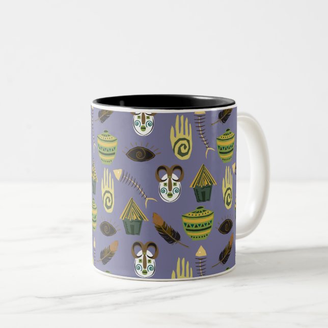 Colourful Uneven Pattern Two-Tone Coffee Mug (Front Right)