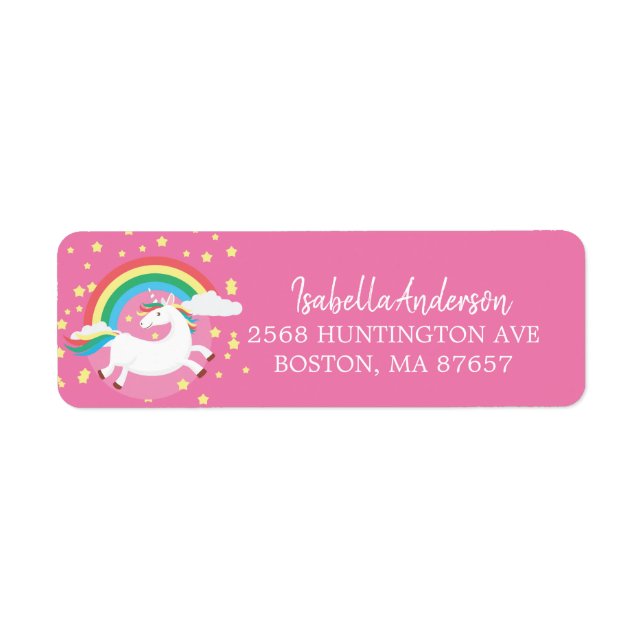 Colourful Unicorn Address Label (Front)