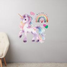 Colourful Unicorn and Hearts Rainbow