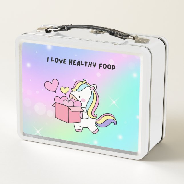 colourful unicorn background Metal Lunchbox (Back)