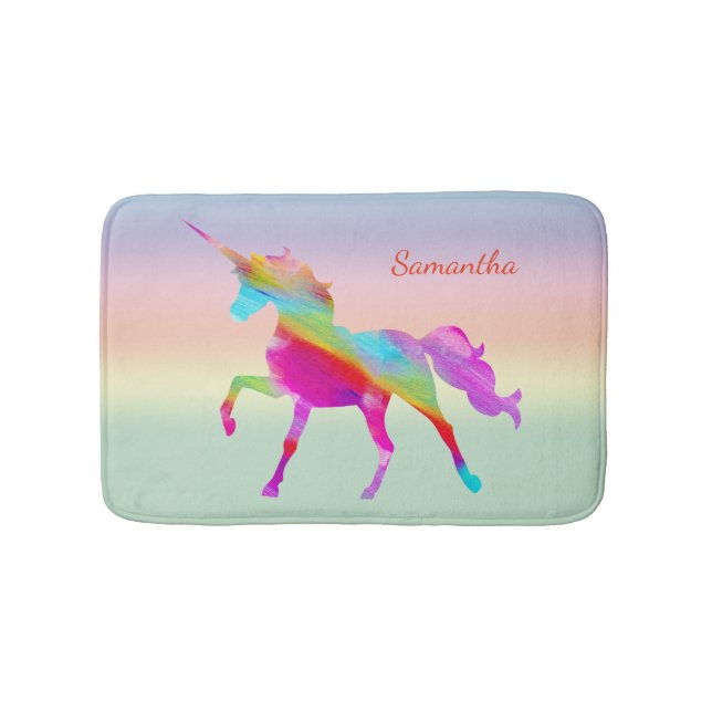 Colourful Unicorn Bath Mat (Front)