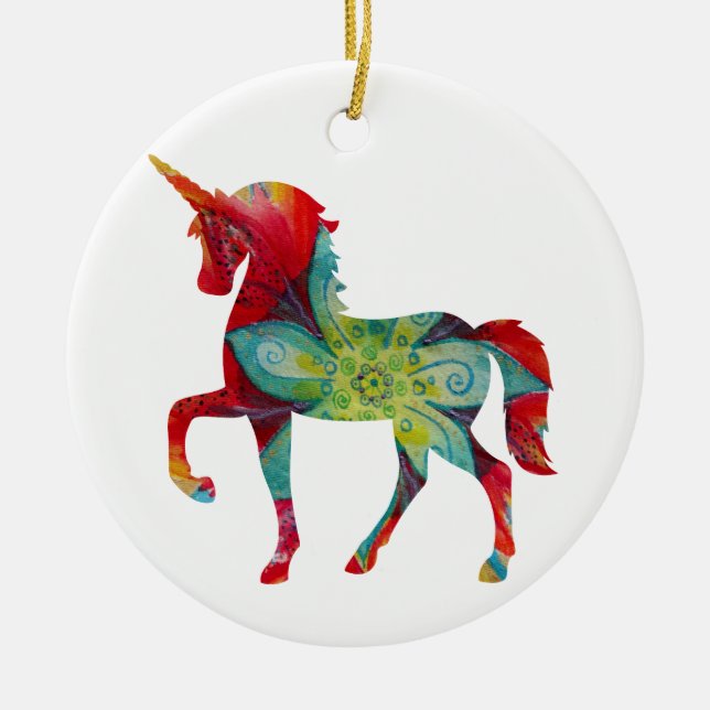 Colourful Unicorn  Circle Ornament (Front)
