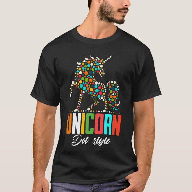 Colourful Unicorn Dot Art T-Shirt (Front)