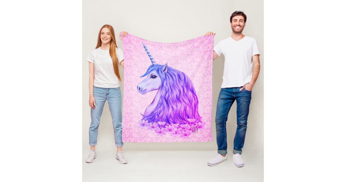 Colourful Unicorn Fleece Blanket Zazzle Ca
