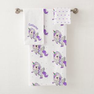 Colourful Unicorn Girly Bath Towel Set