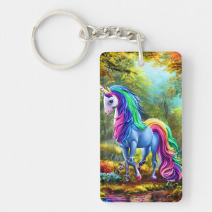 Colourful Unicorn Horse in The Forest-46567 Keychain