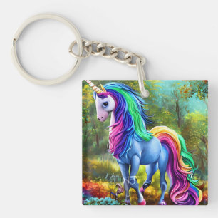 Colourful Unicorn Horse in The Forest-46567 Keychain