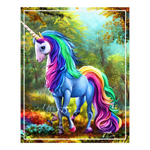 Colourful Unicorn Horse in The Forest-46567 Photo Print