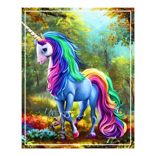 Colourful Unicorn Horse in The Forest-46567 Photo Print (Front)