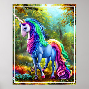 Colourful Unicorn Horse  Poster