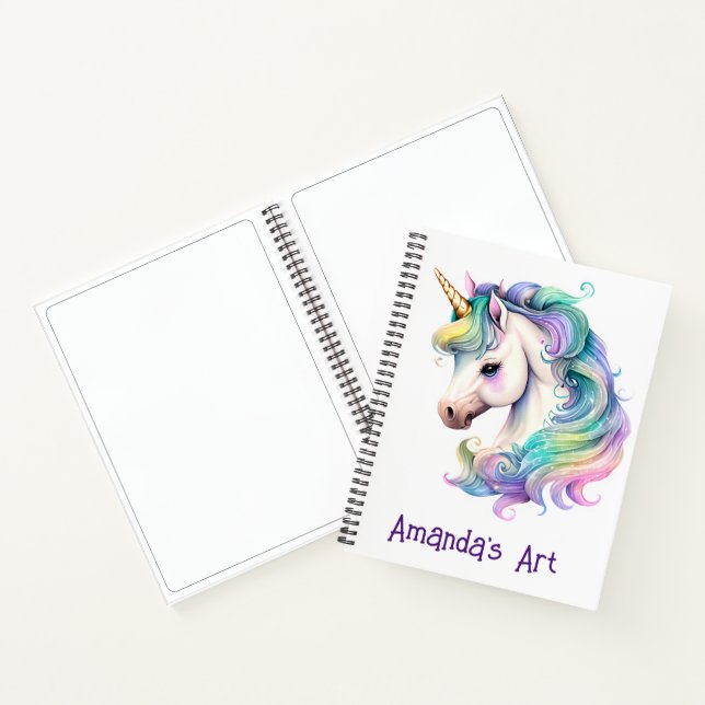 Colourful Unicorn Kids Personalized Sketch  Notebook (Inside)