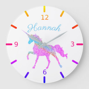 Colourful Unicorn Large Clock
