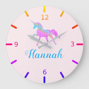 Colourful Unicorn Large Clock