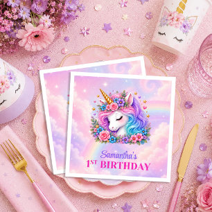 Colourful Unicorn Magical Day Girl Birthday Napkin