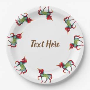 Colourful Unicorn Party Custom Paper Plates