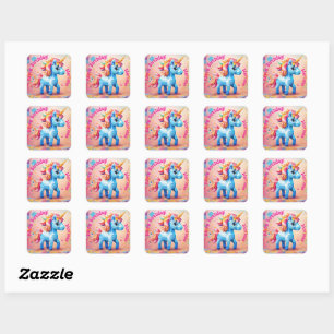 Colourful Unicorn Pinata Birthday Square Sticker