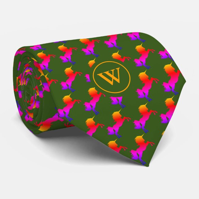 Colourful | UNICORN plus | MONOGRAM Green Tie (Rolled)