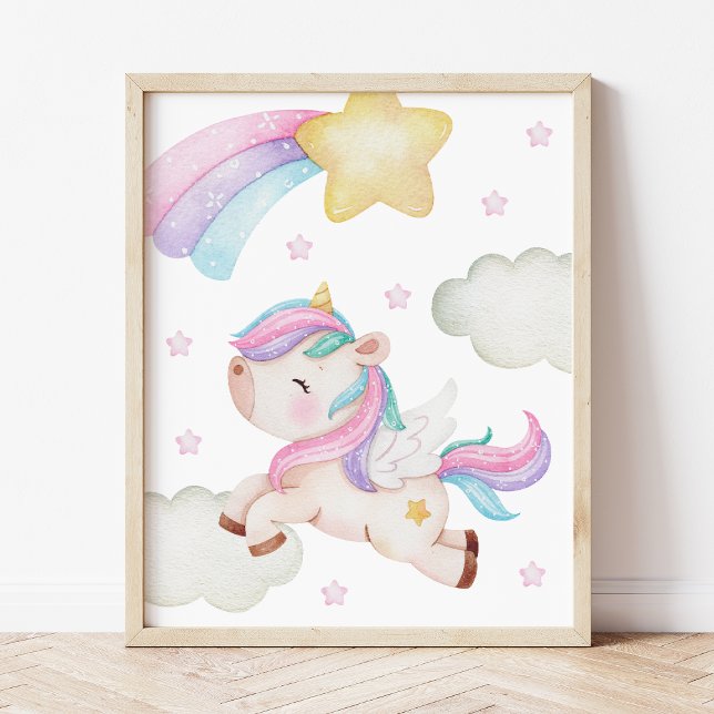 Colourful Unicorn, Rainbow, Stars, Girl Nursery Photo Print (Creator Uploaded)