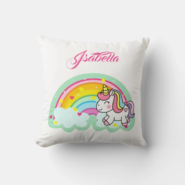 Colourful Unicorn Throw Pillow (Front)