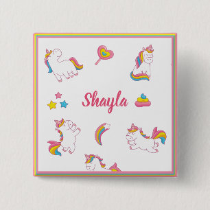 Colourful Unicorns 2 Inch Square Button