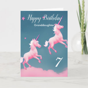 Colourful Unicorns Happy Birthday Granddaughter Card