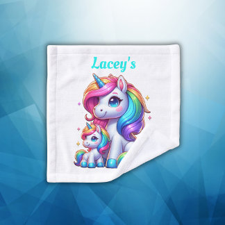 Colourful Unicorns, Monogrammed | Wash Cloth