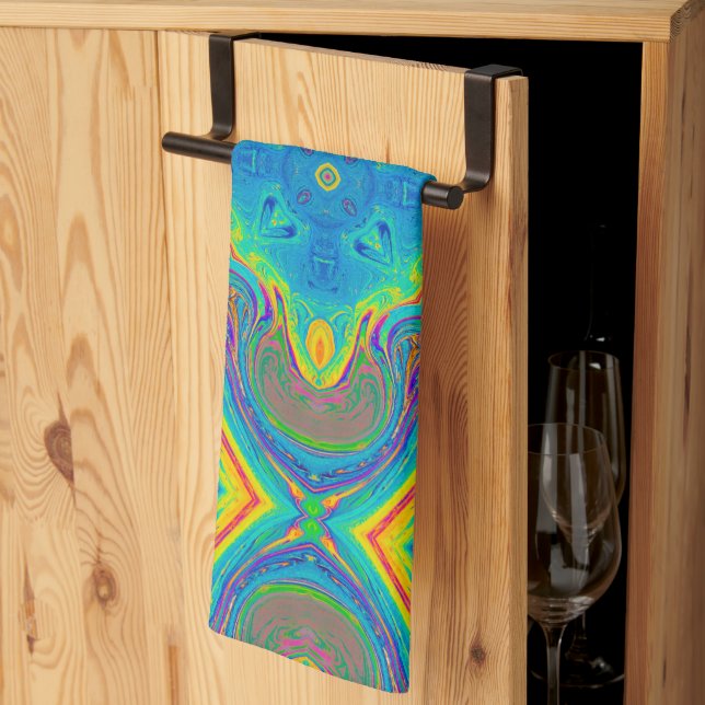 Colourful Unique Abstract Kitchen Towel (Thirds Fold)