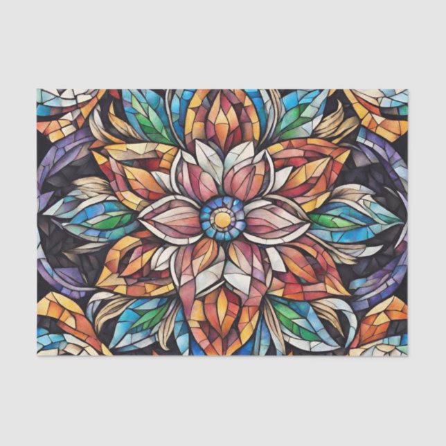 Colourful Unique Abstract Mosaic Flower  Tissue Paper (Front)