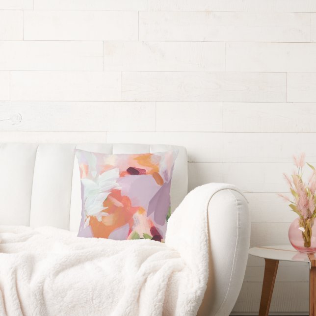 Colourful Unique Abstract Painting Original Art Throw Pillow (Couch)