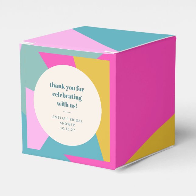 Colourful Unique Custom Bridal Shower Thank You Favor Box (Front Side)