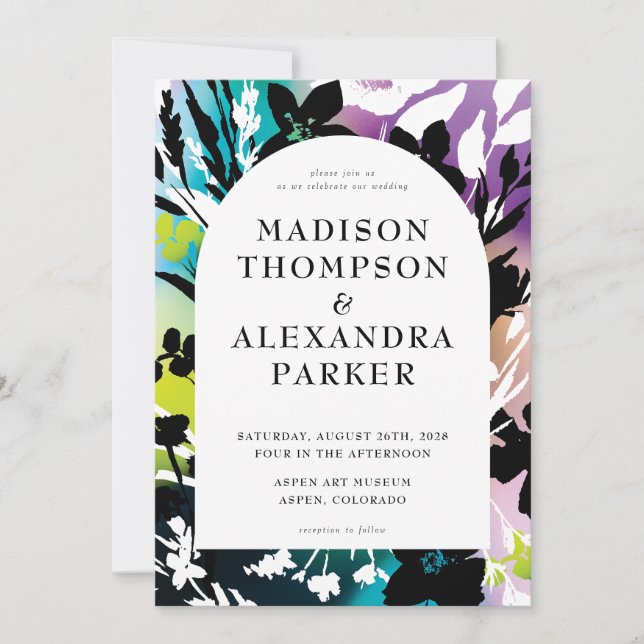 Colourful & Unique Floral Wedding Invitation (Front)
