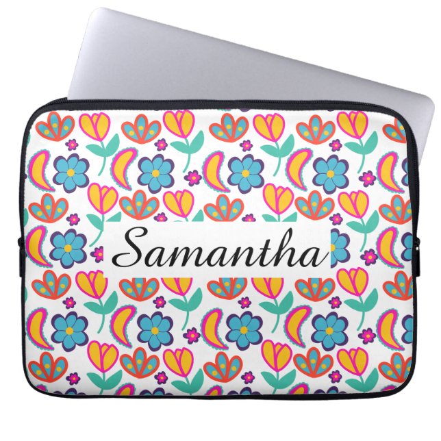 Colourful Unique  Flowers Laptop Sleeve (Front)