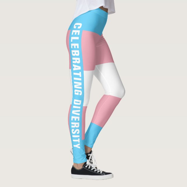 Colourful Unique LGBTQ Transgender Pride Flag Text Leggings (Right)